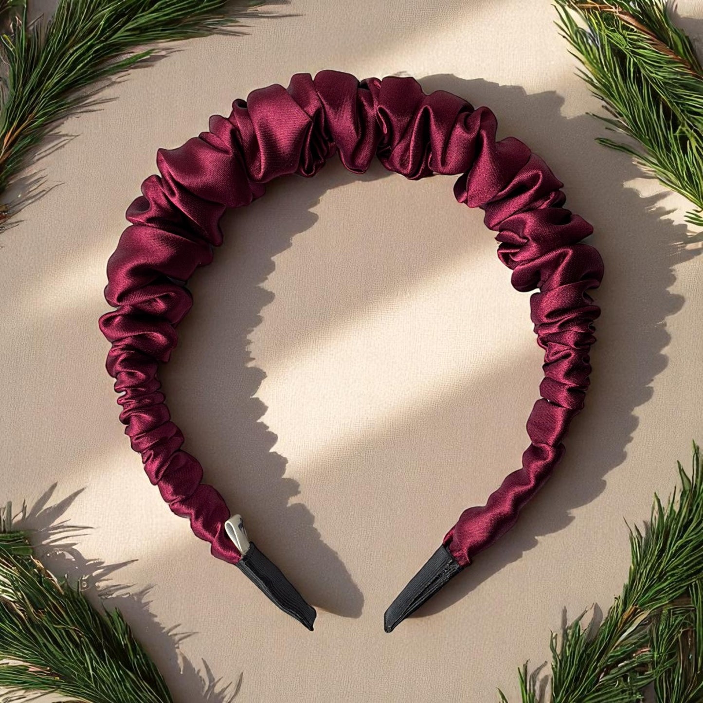 DIADEMA SATINADA SCRUNCH - BORGOÑA CHIC